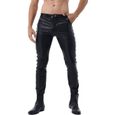 YONGHS-FR Pantalon Simili Cuir Homme Jeans Skinny Pants Legging Slim Fit S-XXL Noir-0