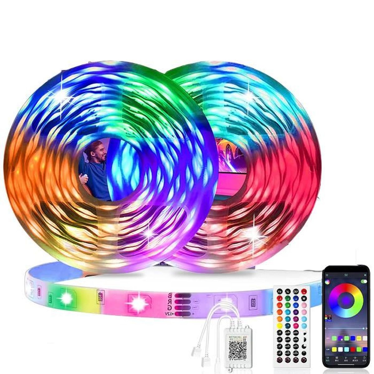 VEVOR Lot De 2 Fouets LED 91 Cm RGB Spirale 360° Avec Télécommande + App – Étanche IP67, 300 Couleurs, Parfait Pour UTV, RZR, Can-Am, Moto & Camion Tout-Terrain