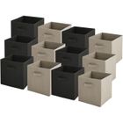 Bac de rangement - BOX AND BEYOND - Lot de 12 - Noir et taupe - 27x27x27cm - Pliable