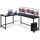 COSTWAY Bureau d’Angle Grand L168 x l125 x H74CM-Jusqu'à 3 Ordinateurs avec Support CPU Style industriel, Structure en Métal l Noir