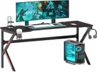 Bureau Gamer SOGESHOME 160 CM avec Tapis de Souris Complet & Gaming Rack/Chargeur à USB - Noir