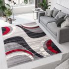 TAPISO Tapis Salon Poil Court DREAM Rouge Gris Ondes 140 x 200 cm 100% Polypropylène Intérieur
