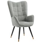 MEUBLES COSY Fauteuil scandinave avec accoudoirs en tissu gris à surpiqûres - FUNKEL