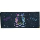 SYL'LA Porte chéquier long portefeuille porte carte, en cuir noir motif Couple de chat