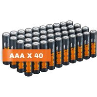 Piles AAA - Lot de 40 | 100% PEAKPOWER | Batteries Alcalines AAA LR03 1,5v| Longue durée, haute performance, utilisation quotidienne