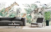 Papier Peint Panoramique, 355x 250cm,animalier 3D fond d'écran de la jungle Matériel de Soie, Pour Salon Chambre Décoration Murale