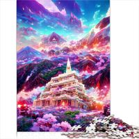 Puzzles Cadeaux Jouets Puzzle 1000 pièces Temple dans la Montagne Puzzle en Bois pour Adultes Enfants Puzzles Difficiles stimulants 