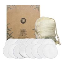 Coton Demaquillant Lavable - 16 Pcs Tampons Réutilisables En Coton Et Bambou Avec, Pour Le Nettoyage Du Visage -Blanc