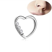 Fdit anneau de piercing de nez 1 pièces en forme de coeur Zircons cuivre nez anneau goujon galvanoplastie corps Piercing bijoux