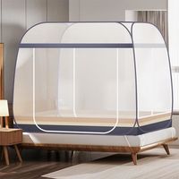 Moustiquaire pour lit, tente portable de voyage pliable avec double porte avec fond gris, 200 x 215 x 160 cm