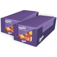 Milka LU Pocket - 2 Présentoirs de 20 Tablettes - Tablettes de Chocolat au Lait au Biscuit LU - Format Poche Facile à Emporter