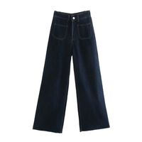 UNIZERA2023 Jean slim taille haute pour femme pantalon large style marine poche plaque mode automne nouveau 
