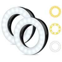 2PCS Selfie Ring Light, Selfie Lumière Anneau Rechargeable, 40 LED, Lumière chaude/lumière froide/lumière naturelle 3 modes,