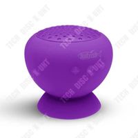 TD® Mini enceinte bluetooth, haut-parleur à ventouse salle de bain waterproof étanche violette sans fils main libre