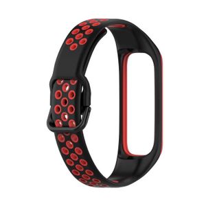 BRACELET MONTRE CONNEC. Noir rouge-Bracelet de Sport en Silicone, pour Samsung Galaxy Fit 2 SM-R220, Bracelet de montre intelligente