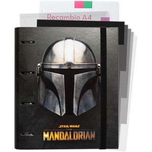 CLASSEUR Pack: Classeur & Recharge Star Wars The Mandalorian - Classeur A4 4 Anneaux - Feuilles A4 - Intercalaires - Fournitures Sc[u83]
