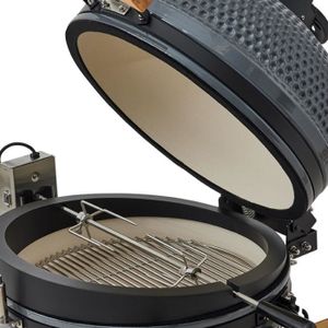 BRASERO - ACCESSOIRE Kit de rôtisserie pour barbecue KAMADO - Brasero - Rôtissoire électrique 4 W - Acier inoxydable - 46 cm Argent