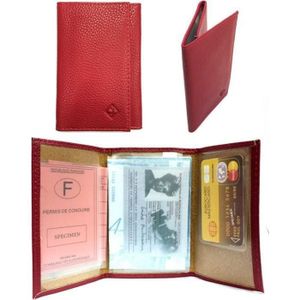 Porte-Documents Voiture Charmoni - 3 Volets Cuir Vachette - Permis, Carte Grise, CB - 12 Couleurs - 16x10cm
