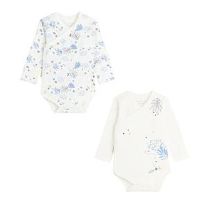 BODY Lot de 2 bodies bébé manches longues ouverture croisée Luna