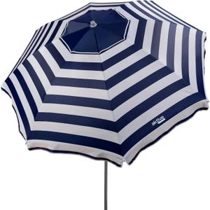 PARASOL 62225 Parasol De Plage 220 Cm Coupe-Vent Toit De Ventilation Mât 28-32 Mm Protection Uv 50 Motif Rayures Marines Avec Sac De [J406]