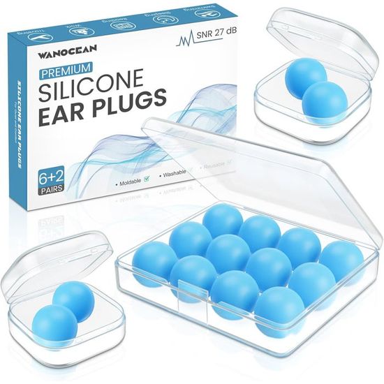 Bouchons D’oreille KYLOS – Silicone Médical, IPX8, Triple étanchéité – Natation, Surf, Douche – Étui UV Inclus