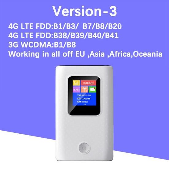 Modem Portable 4G LTE WiFi USB - Routeur Sans Fil 150Mbps Hotspot Voyage Avec Support SIM - Compatible B1/B3/B7/B8/B20/B38