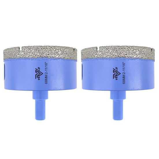 BGTEC Lot de 2 forets à diamant sec 60 mm soudés sous vide avec tige triangulaire pour carreaux de porcelaine, céramique, granit, maçonnerie en marbre BGTEC Lot de 2 forets à diamant sec 60 mm soudés sous vide avec tige triangulaire pour carreaux de porcelaine, céramique, granit, maçonnerie en marbre