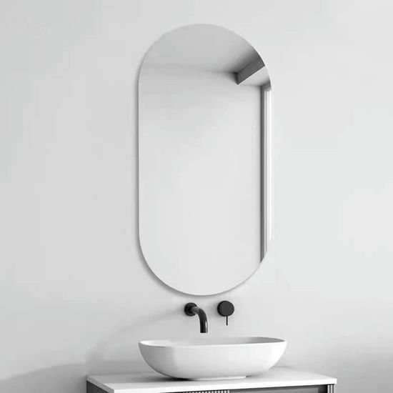 Miroir Mural Sans Cadre Art Déco En Forme D'Éventail - 40x60 Cm - Pour Salle De Bain, Chambre, Couloir - Verre Biseauté