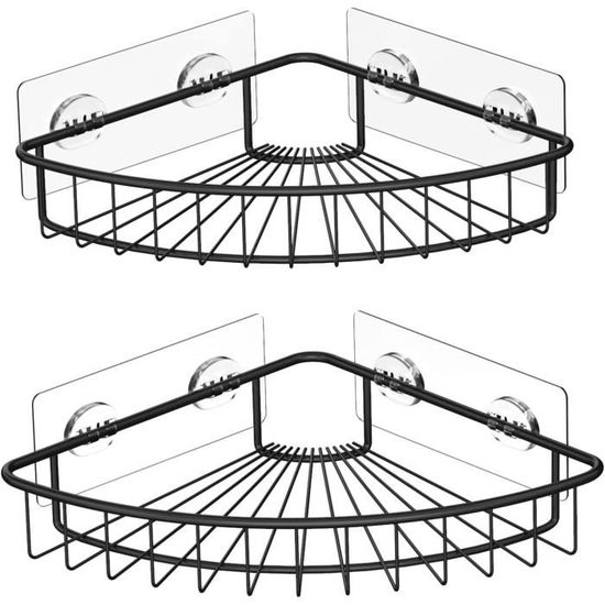 Étagère de douche sans Embouts, caddie de douche d'angle Zwart 3 pièces, support
