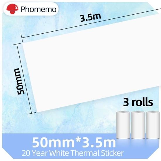 Phomemo - 3 Rouleaux De Papier Non Adhésif Pour Mini Imprimante