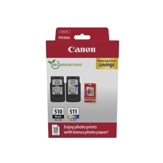 Pour Canon 510 511 Xl Pg-510 Xl Cl-511 Xl Cartouche D'Encre