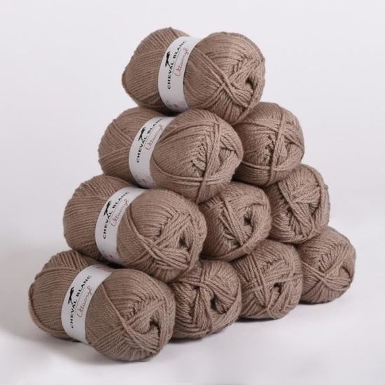 Lot De 10 Pelotes Laine Mohair Taupe - Fil à Tricoter - Neuf
