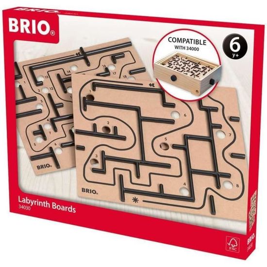 Brio Planches De Labyrinthe - 2 Planches De Rechange Pour Jeu Labyrinthe Original 34000