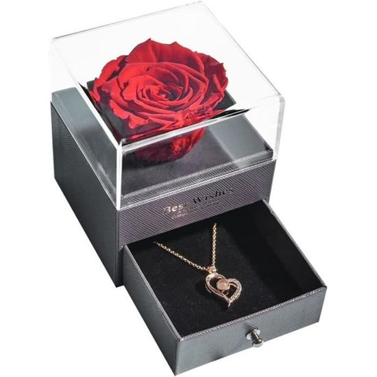 Rose éternelle Préservée Blanche - Fleur Naturelle Sans Entretien, Tige 30-32 Cm, Cadeau Saint-Valentin - 5