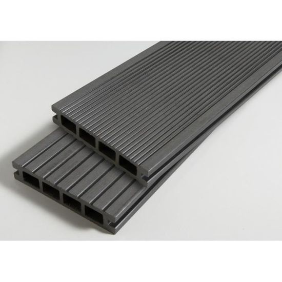 Lame de terrasse composite Dual ACCESSOIRES 2400mm - Gris anthracite - MCCOVER - L: 240 cm - l: 14 cm - E: 25 mm