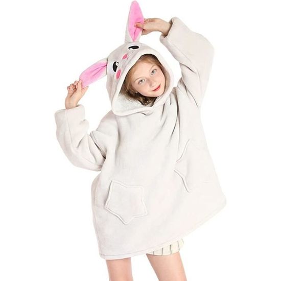 Sweat à Capuche Thermique Pour Enfant - Polaire épaisse - Taille Grande - Confort Chaud Hiver - Garçon Et Fille