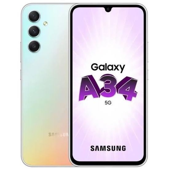 SAMSUNG Galaxy A34 5G Smartphone 6Go + 128Go Argenté