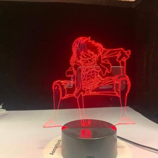 3D Led Vision Creative Anime Luffy Style Night Light USB One Piece Lampe de Table 7 Changement de Couleur Décoration de La Maison