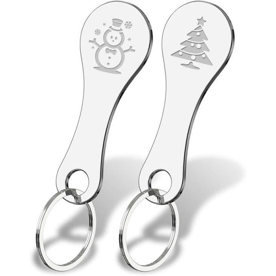 Lot de 3 jetons de Chariot de Courses en métal - Jeton de Chariot Amovible comme Porte-clés - Porte-clés en Acier Inoxydable Clover
