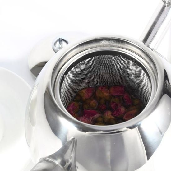 Bon qualité Théière en acier inoxydable Teapot Cafétière Passoir Filtre Thé Café Argent 1000ML Vente Chaude