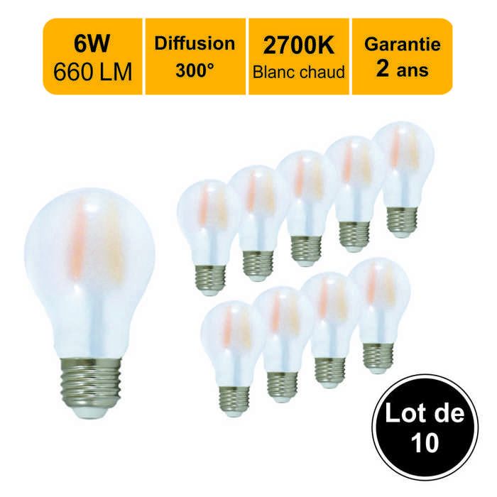 Lot De 6 Ampoules LED E27 Aigostar – Lumière Blanche – Neuves