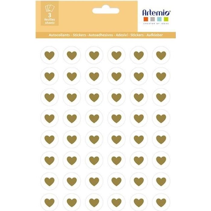 144 stickers petits cœurs dorés Ø 2 cm