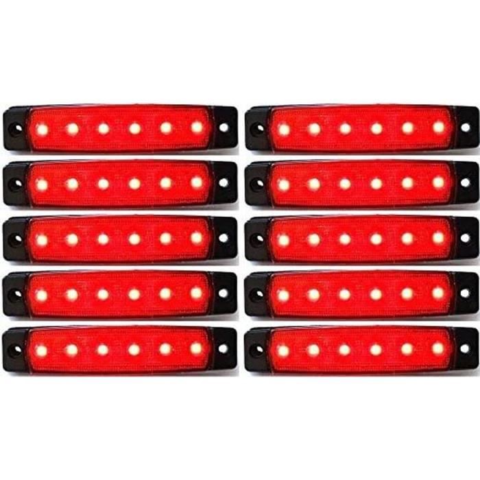 10x LED Côté Arrière Contour 24V Rouge Marqueur Feux Pour Camion Remorque Châssis Benne