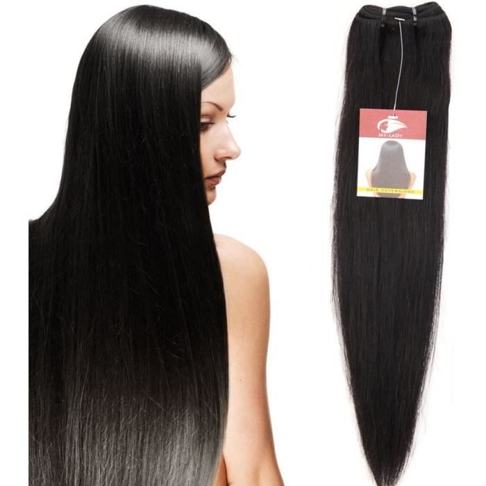 Accessoires de coiffure Tissage Bresilien Cheveux Naturel Lisse 100% Cheveux Humain Mèches Bresiliennes - #1B Noir Natur 919061