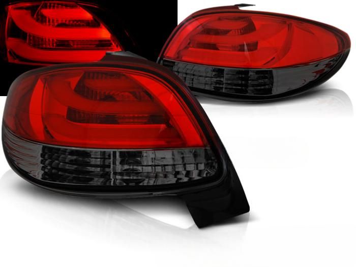 Paire de feux arriere Peugeot 206 98-06 LED BAR rouge fume