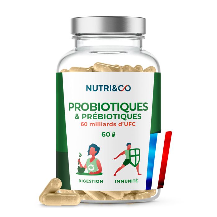 Probio2 | Probiotiques 60 milliards d’UFC/jour | 9 Souches Bio-actives pour Flore Intestinale | 60 gélules Vegan | Nutri&Co