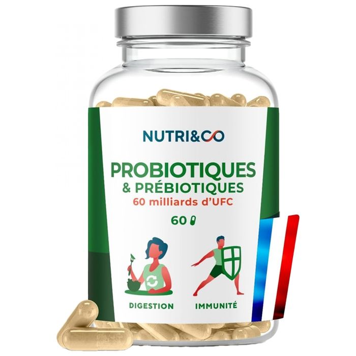 Probio2 | Probiotiques 60 milliards d’UFC/jour | 9 Souches Bio-actives pour Flore Intestinale | 60 gélules Vegan | Nutri&Co