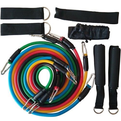 11 pièces-ensemble Bandes De Résistance Au Latex Exercice Yoga Tubes Corde De Traction En Caout - Modèle: Carabiner - HSJSTLDC03079