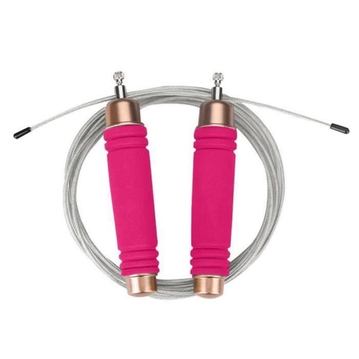 Fil d'acier lourd vitesse saut corde à sauter Adultes Gym Fitness Outil de perte de poids Rose Rouge T0334F