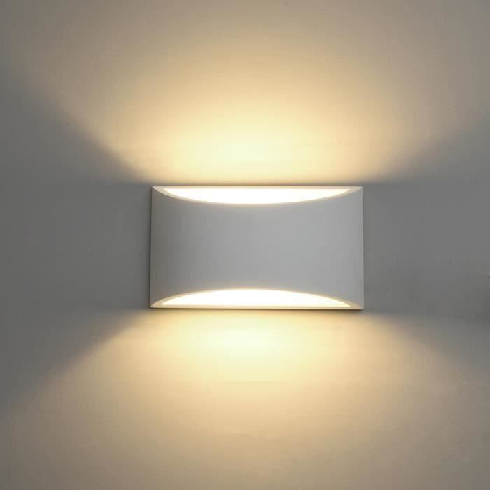 NETBOAT® Appliques Murales Interieur, Blanc Lampe Murale LED 5W Blanc Chaud Moderne Applique Murale en Plâtre(ampoule Inclure)